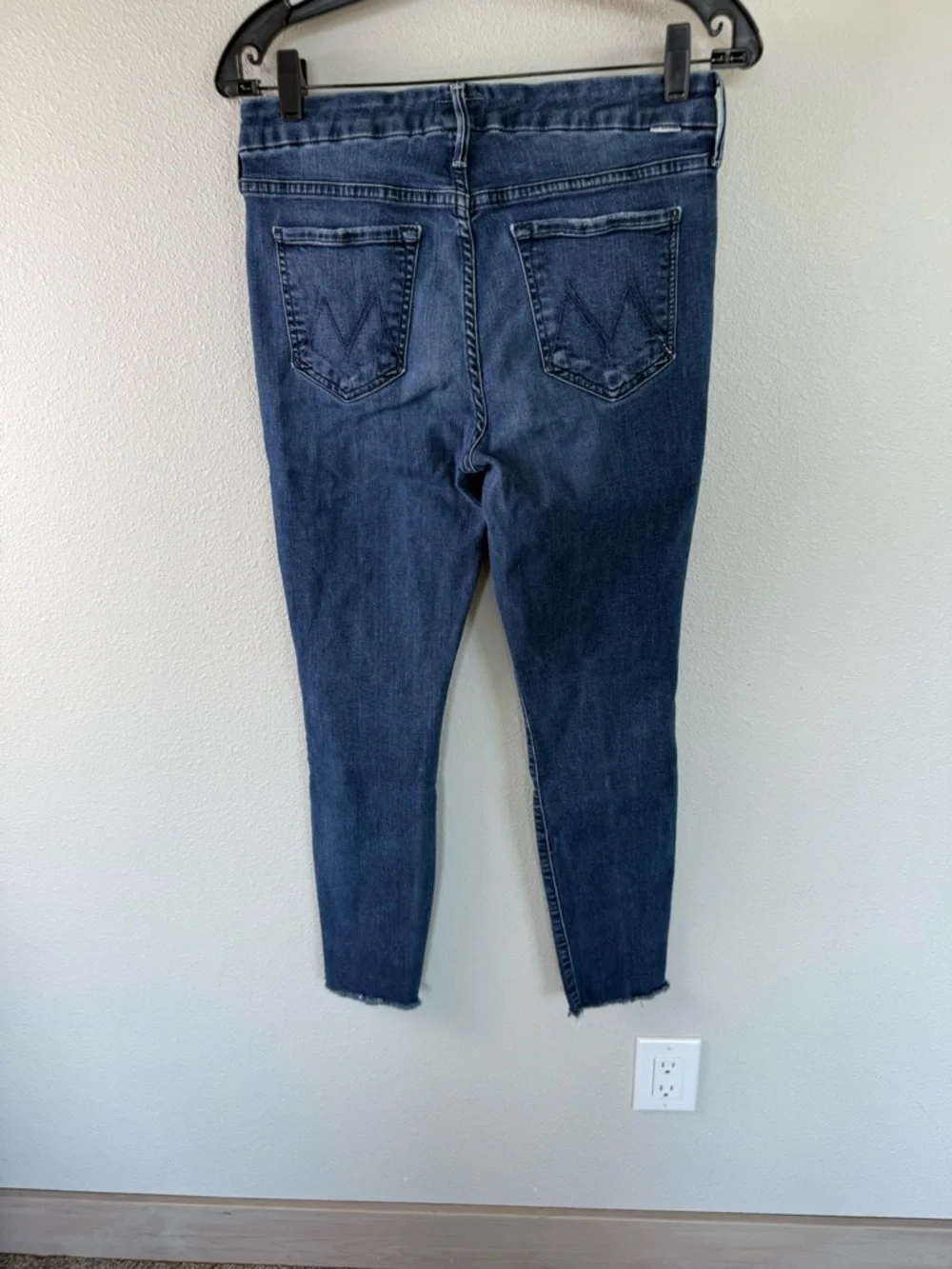 Mother The Looker Ankle Fray Skinny Jeans Invitation Only Blue Denim Women’s 29